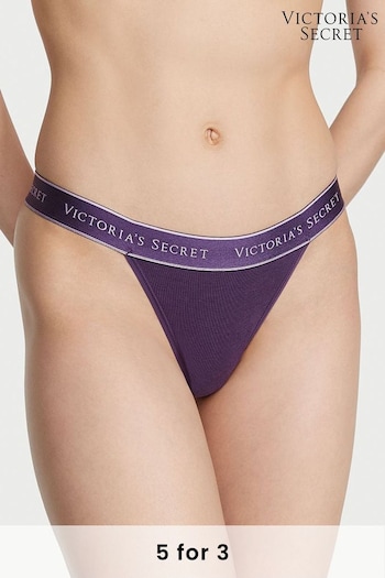 Victoria's Secret Valiant Purple Smooth Logo Thong Knickers (Q37759) | £9