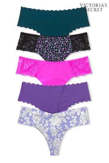 Victoria's Secret Purple/Pink/Green Thong No Show Knickers Multipack (Q37765) | £27