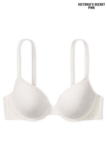 Victoria's Secret PINK White Floral Lace Lightly Lined T-Shirt Bra (Q37855) | £25