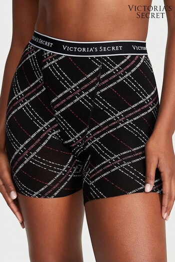 Victoria's Secret Black Logo Plaid Logo  Boxer Briefs Knickers (Q37862) | £14