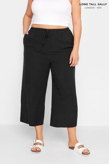 Long Tall Sally Black Linen Crop Trouser (Q37895) | £31