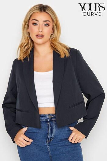 Yours Curve Blue Cropped Blazer (Q37906) | £29