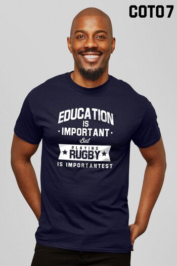 Coto7 Navy Education Is Important But Rugby Is Importantest Men's T-Shirt by Coto7 (Q37914) | £21