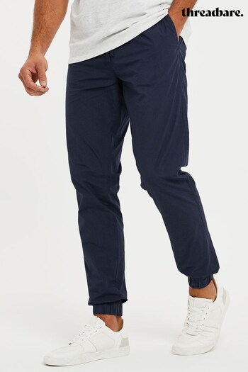 Threadbare Navy/Blue Cotton Jogger Style Cuffed Trousers (Q38032) | £30