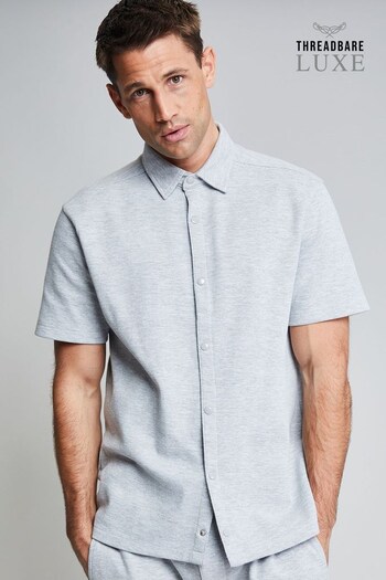 Threadbare Grey Luxe Cotton Blend Jersey Pique Short Sleeve Shirt (Q38064) | £22