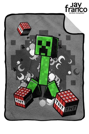 Jay Franco Green Minecraft 'Creeper Danger' Fleece Throw Blanket (Q38194) | £28