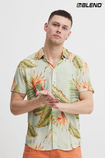 Blend Green Flower Printed Short Sleeve Shirt (Q38205) | £30