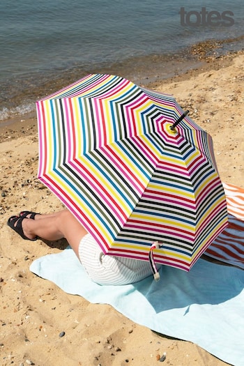 Totes Nude Stripe Print ECO-BRELLA® Auto Open Walker UV Umbrella (Q38212) | £28