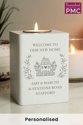 Personalised Home Sweet Home Wooden Tealight Holder by PMC (Q38479) | £15