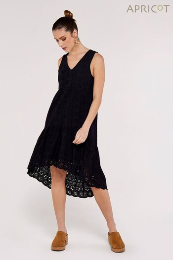 Apricot Black Broderie Anglaise Tiered Dress (Q38497) | £45