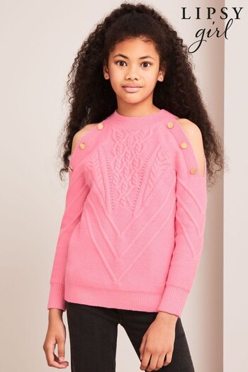 Lipsy Pink Cold Shoulder Knitted Jumper (Q38577) | £26 - £34