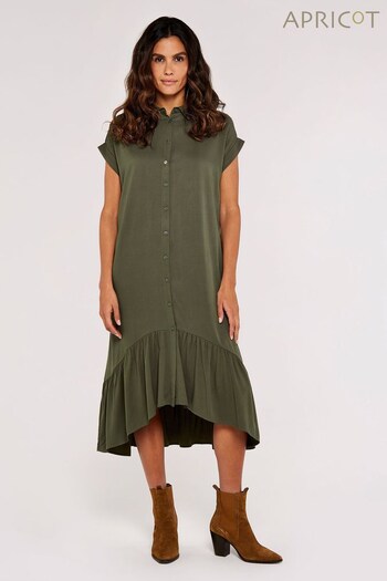Apricot Khaki Green Boxy Tiered Hem Maxi Dress (Q38638) | £35