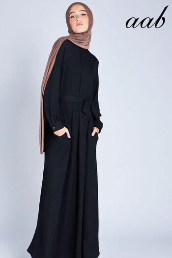 Aab Black Textured Pleat Maxi Dress (Q38656) | £78