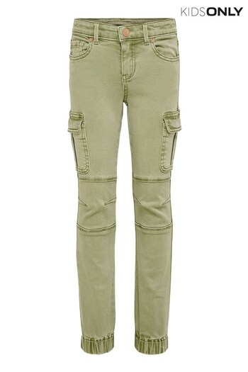 ONLY KIDS Green Slim Fit Utility Cargo Denim Brighten Jeans With Adjustable Waist (Q38697) | £34
