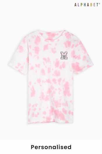 Personalised Monogram Tie Dye T-shirt for Girls by Alphabet. (Q38708) | £18