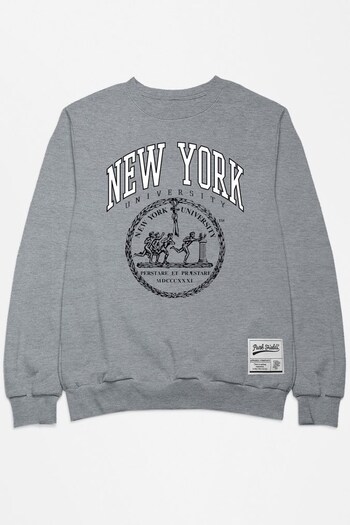 Park Fields Heather Grey Park Fields New York University Crest Adult Sweatshirt (Q38786) | £38