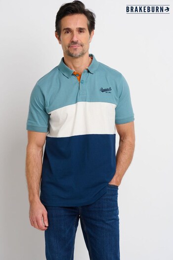Brakeburn Blue Colour Block Polo Shirt (Q38876) | £35