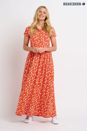 Brakeburn Red Floating Floral Maxi Dress (Q38884) | £60