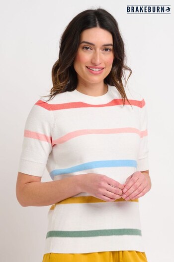 Brakeburn White Rainbow Knitted T-Shirt (Q38919) | £53