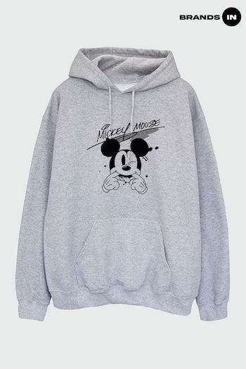 Brands In GREY Mickey Mouse Funny Face Men Heather Grey  Disney Hoodie (Q38992) | £41