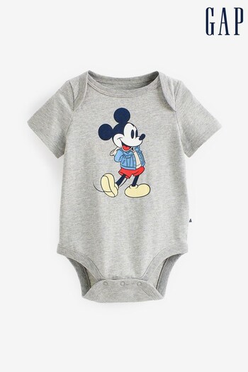 Gap Grey Disney Organic Cotton Mix and Match Mickey Mouse Baby Bodysuit (Q39010) | £8