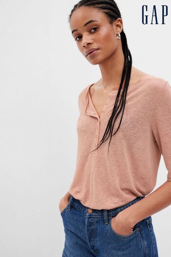 Gap Orange Linen-Blend Short-Sleeve T-Shirt (Q39014) | £30