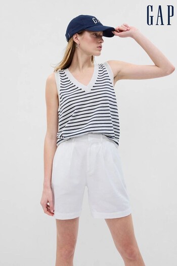 Gap White Stripe Linen-Blend Sweater Vest (Q39030) | £30