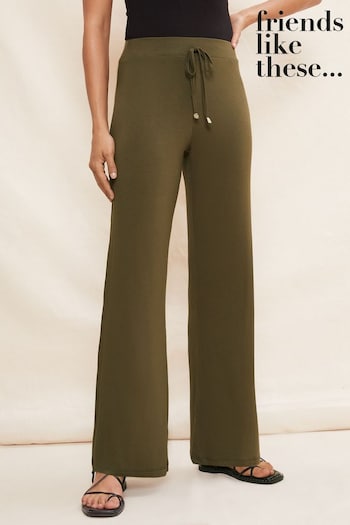 Friends Like These Khaki Green Jersey Wide Leg Trousers (Q39038) | £16.50