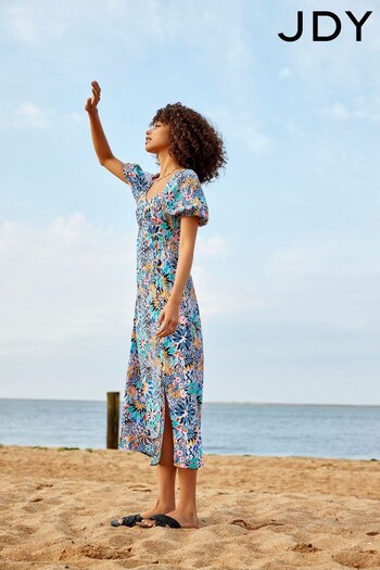 JDY Multi Abstract Printed Maxi Dress With Puff Sleeves (Q39168) | £38