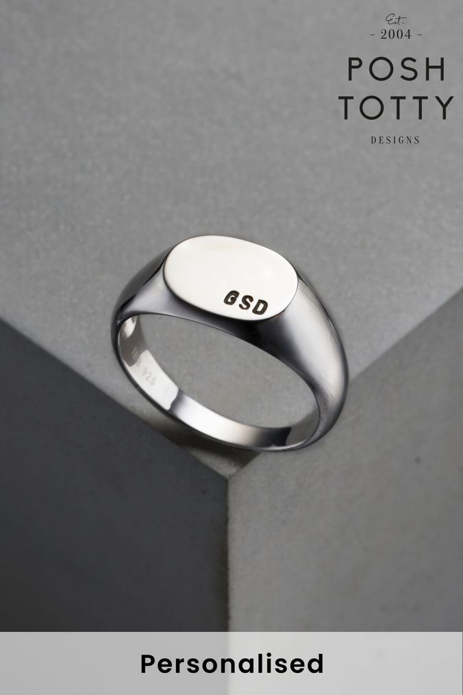 Personalised Mens Signet Ring by Posh Totty (Q39185) | £59