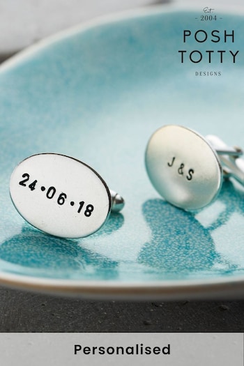 Personalised Oval Cufflinks by Posh Totty (Q39187) | £89