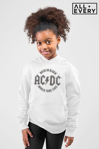 All + Every White ACDC Back In Black World Tour 1980 Band Kids Hooded Sweatshirt (Q39196) | £29