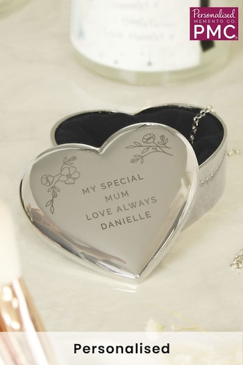Personalised Floral Heart Trinket Box by PMC (Q39203) | £15