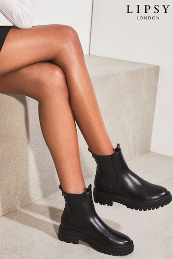 Lipsy Black Regular Fit Chunky Flat Chelsea Ankle Boot (Q39284) | £50