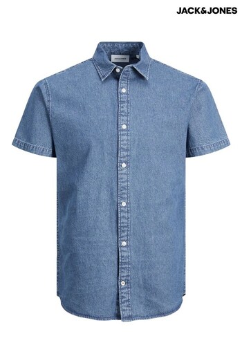 JACK & JONES Blue Denim Short Sleeve Shirt (Q39430) | £25