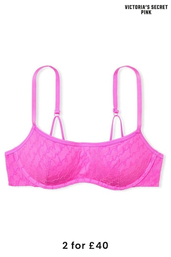 Victoria's Secret PINK Pink Berry Push Up Flocked Mesh Push Up Bralette (Q39487) | £30