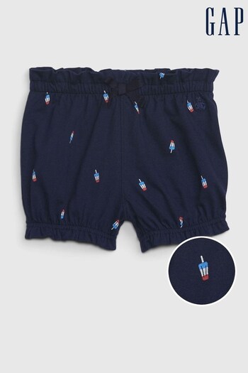 Gap Navy Blue Ice Lolly Print Ruffle Hem Cotton Shorts - Nevada (Q39696) | £8