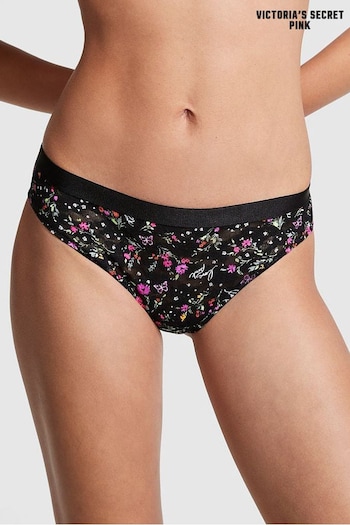 Victoria's Secret PINK Pure Black Floral All Over Print Tossed Floral Lace Thong (Q39787) | £9