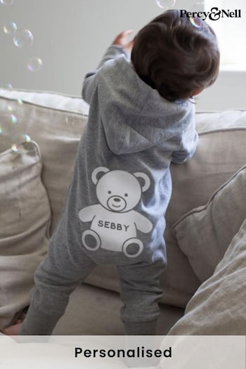 Personalised Organic Onesie with Cuddly Bear on the Reverse by Percy & Nell (Q39895) | £30