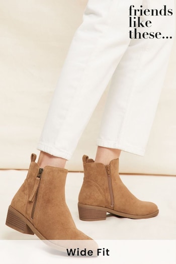 Skirts & Shorts Brown Wide Fit Side Zip Low Heel Ankle Boot (Q39920) | £38