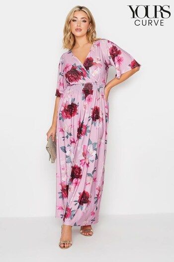 Yours Curve Pink London Shirred Waist Maxi Dress (Q40047) | £49
