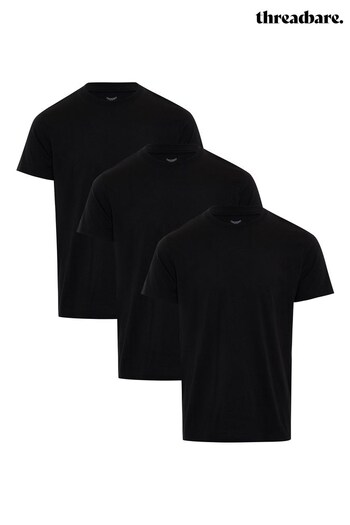 Threadbare Black 3 Pack Essential Short Sleeve T-Shirts (Q40192) | £22