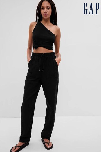 Gap Black Crinkle Gauze Loose Trousers (Q40258) | £40