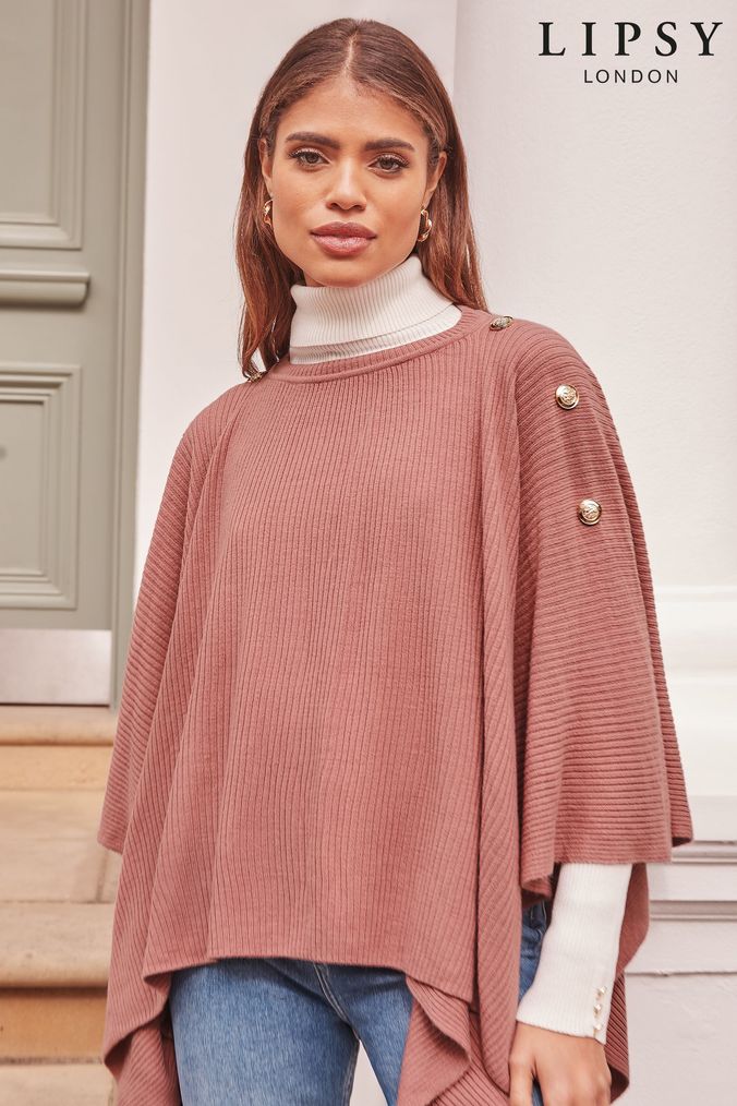 Pink top poncho sweater