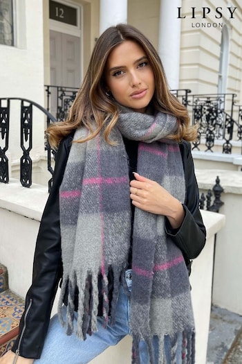 Lipsy Grey, White And Pink Super Soft Chunky Brushed Large Scarf (Q40457) | £20