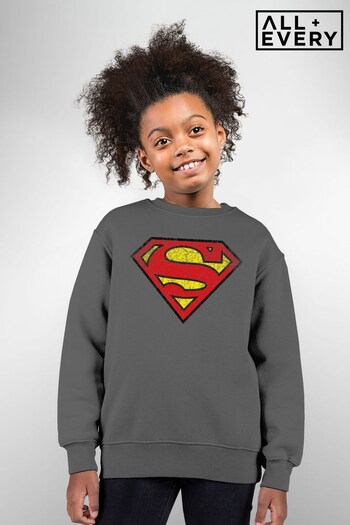 All + Every Charcoal Superman Faded Logo Kids Sweatshirt (Q40493) | £23