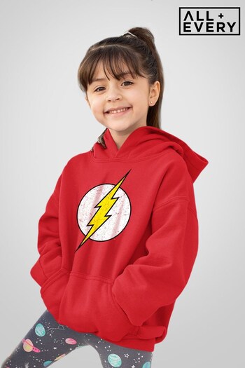 All + Every Fire Red The Flash Lightning Bolt Logo Kids Hooded Sweatshirt (Q40494) | £29