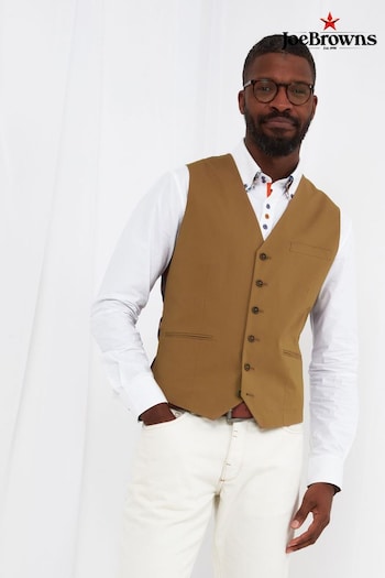 Joe Browns Brown Linen Mix Smarten Up Waistcoat (Q40503) | £60