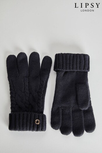 Lipsy Navy Blue Cosy Cable Gloves (Q40516) | £12
