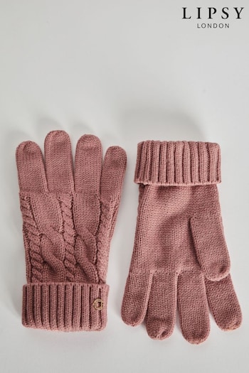 Lipsy Pink Cosy Cable Gloves (Q40517) | £12